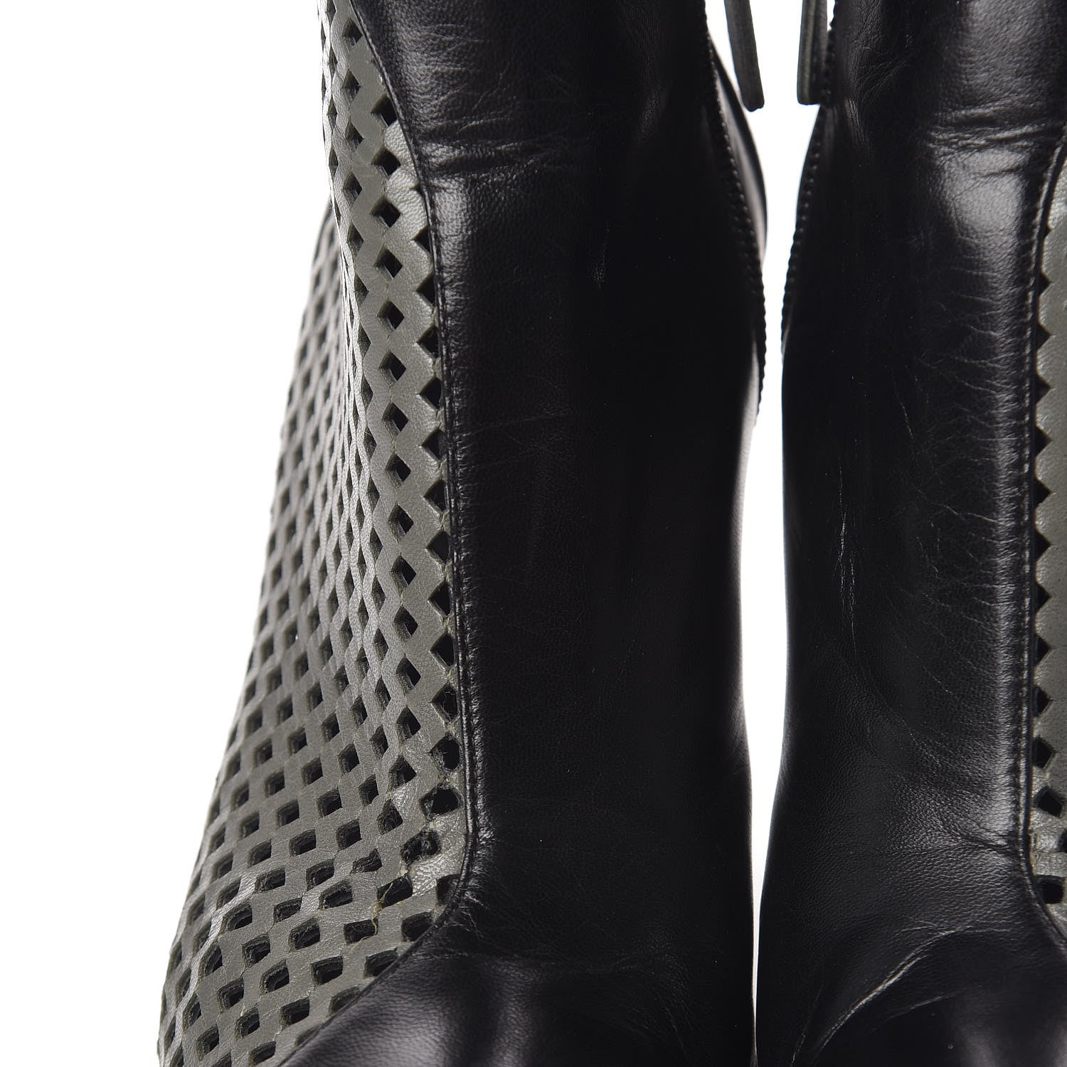 Chanel Perforated Lambskin CC Ankle Boots 37 Grey Black 11 of 15