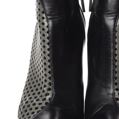 Chanel Perforated Lambskin CC Ankle Boots 37 Grey Black 11 of 15