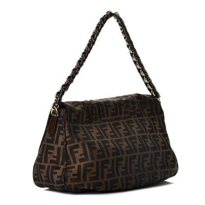 Fendi Zucca Patent Mia Shoulder Flap Tobacco 2 of 6