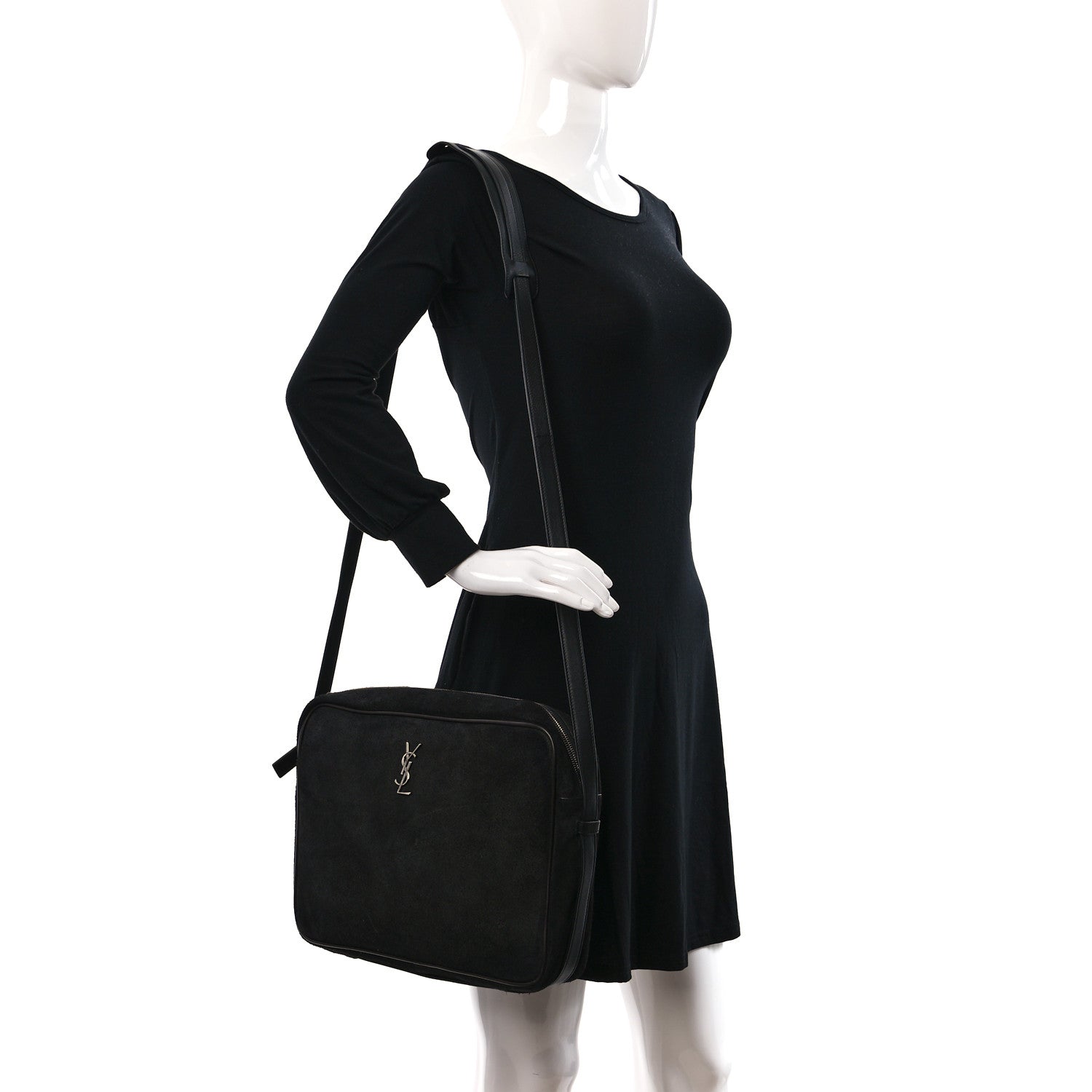 Saint Laurent Suede Flat Messenger Bag Black 3 of 10