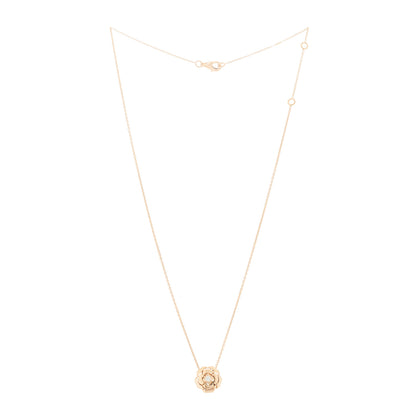 Chanel 18K Rose Gold Diamond Extrait de Camelia Pendant Necklace 3 of 8