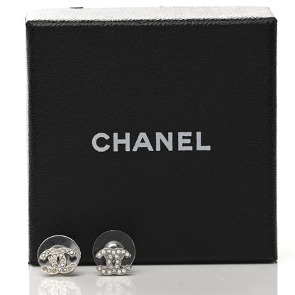 Chanel Crystal Mini CC Earrings Silver 5 of 5