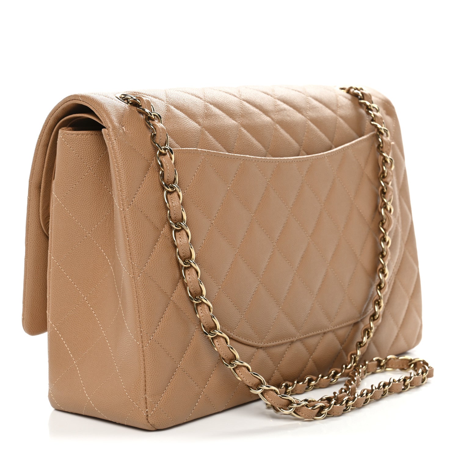 Chanel Caviar Quilted Maxi Double Flap Dark Beige 3 of 12