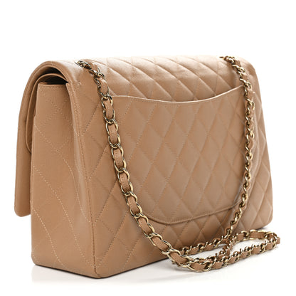 Chanel Caviar Quilted Maxi Double Flap Dark Beige 3 of 12