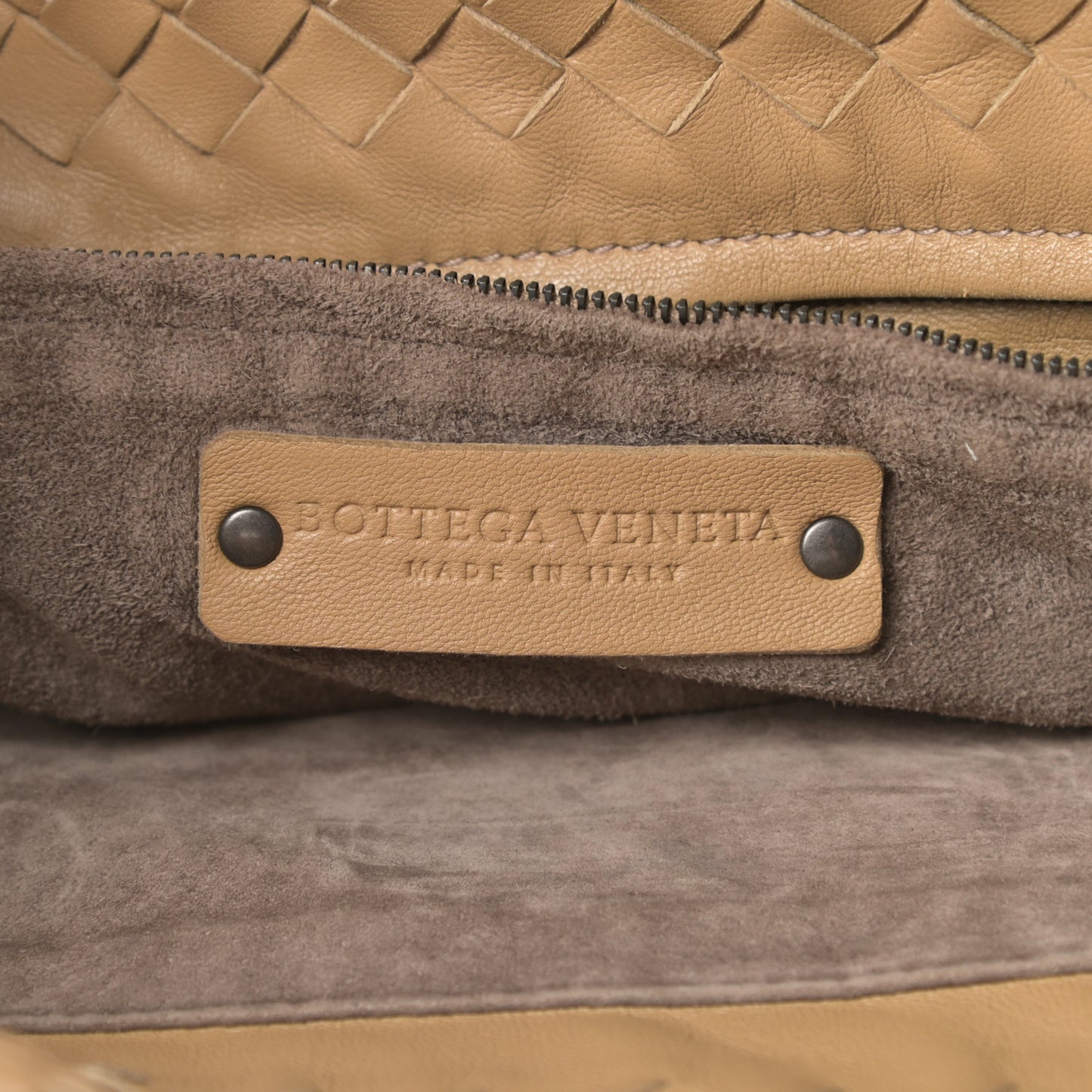 Nappa Intrecciato Garda Shoulder Bag Camel
