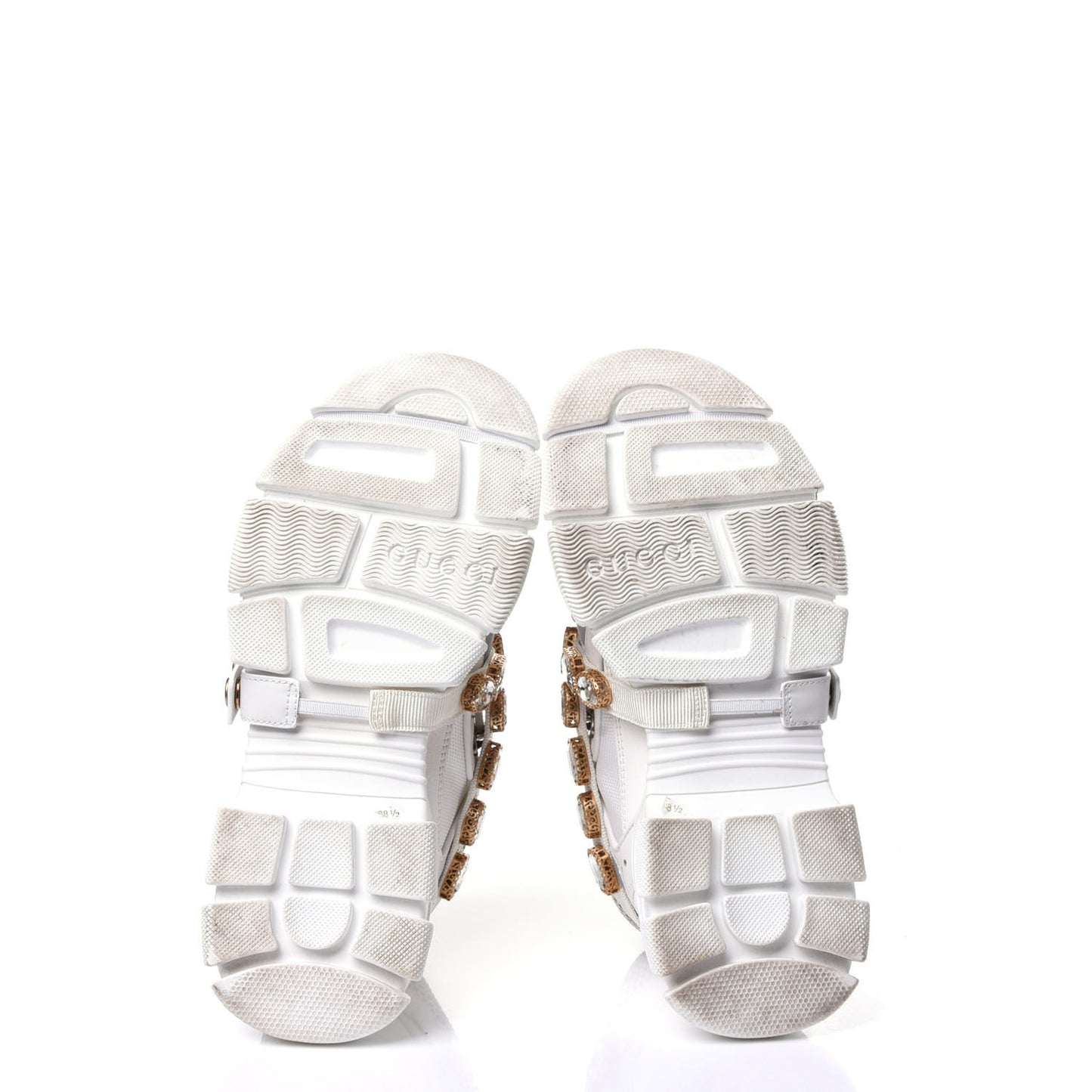 X SEGA Mesh Calfskin Suede Removable Crystals Womens Flashtrek Sneakers 38.5 Great White
