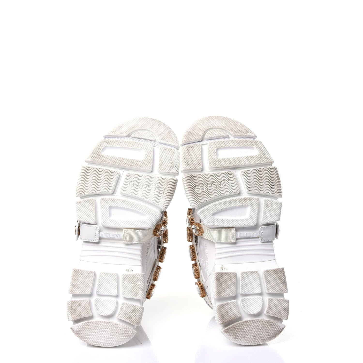 Gucci X SEGA Mesh Calfskin Suede Removable Crystals Womens Flashtrek Sneakers 38.5 Great White 7 of 9
