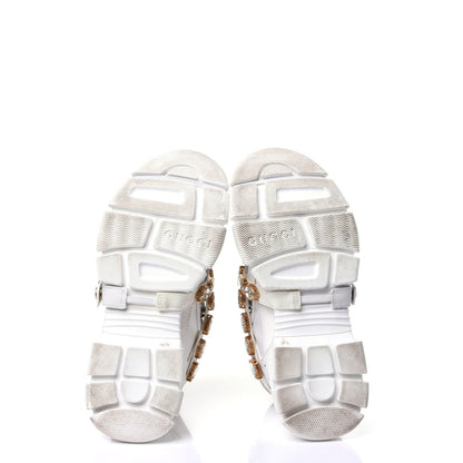 Gucci X SEGA Mesh Calfskin Suede Removable Crystals Womens Flashtrek Sneakers 38.5 Great White 7 of 9