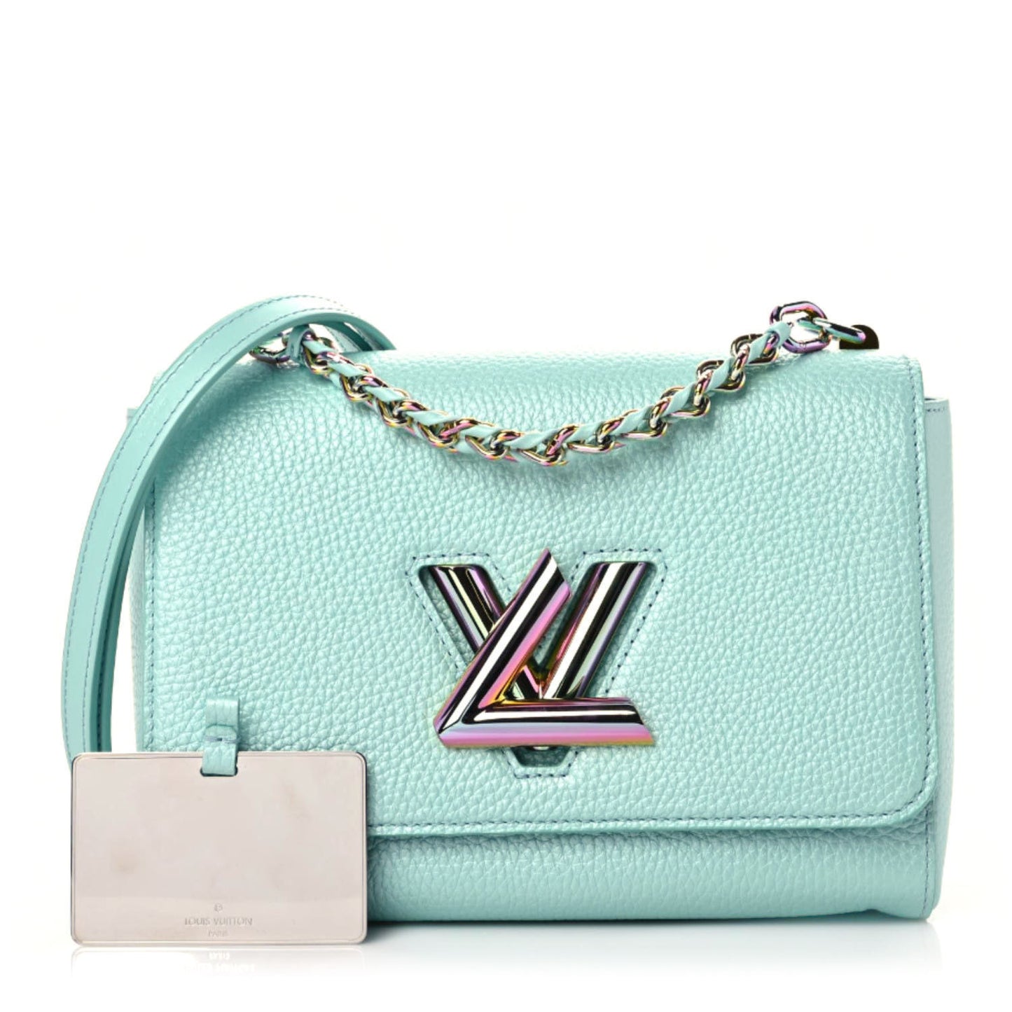 Iridescent Grained Calfskin Summer Splash Twist MM Blue
