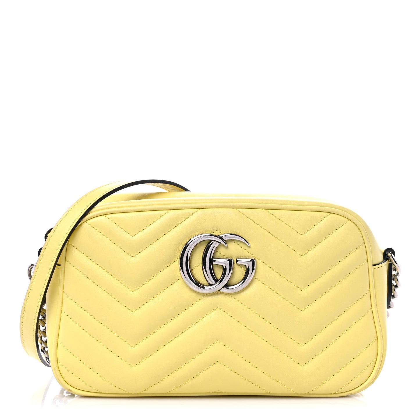 Calfskin Matelasse Small GG Marmont Chain Shoulder Bag Banana