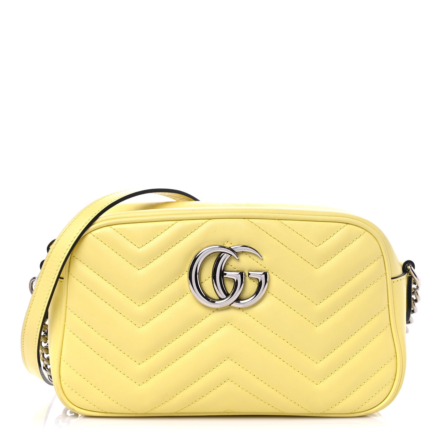 Gucci Calfskin Matelasse Small GG Marmont Chain Shoulder Bag Banana 1 of 16