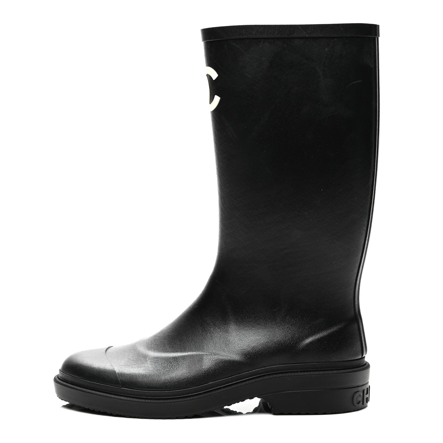 Chanel Caoutchouk CC High Boots 38 Black 1 of 9