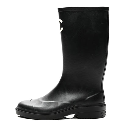 Chanel Caoutchouk CC High Boots 38 Black 1 of 9