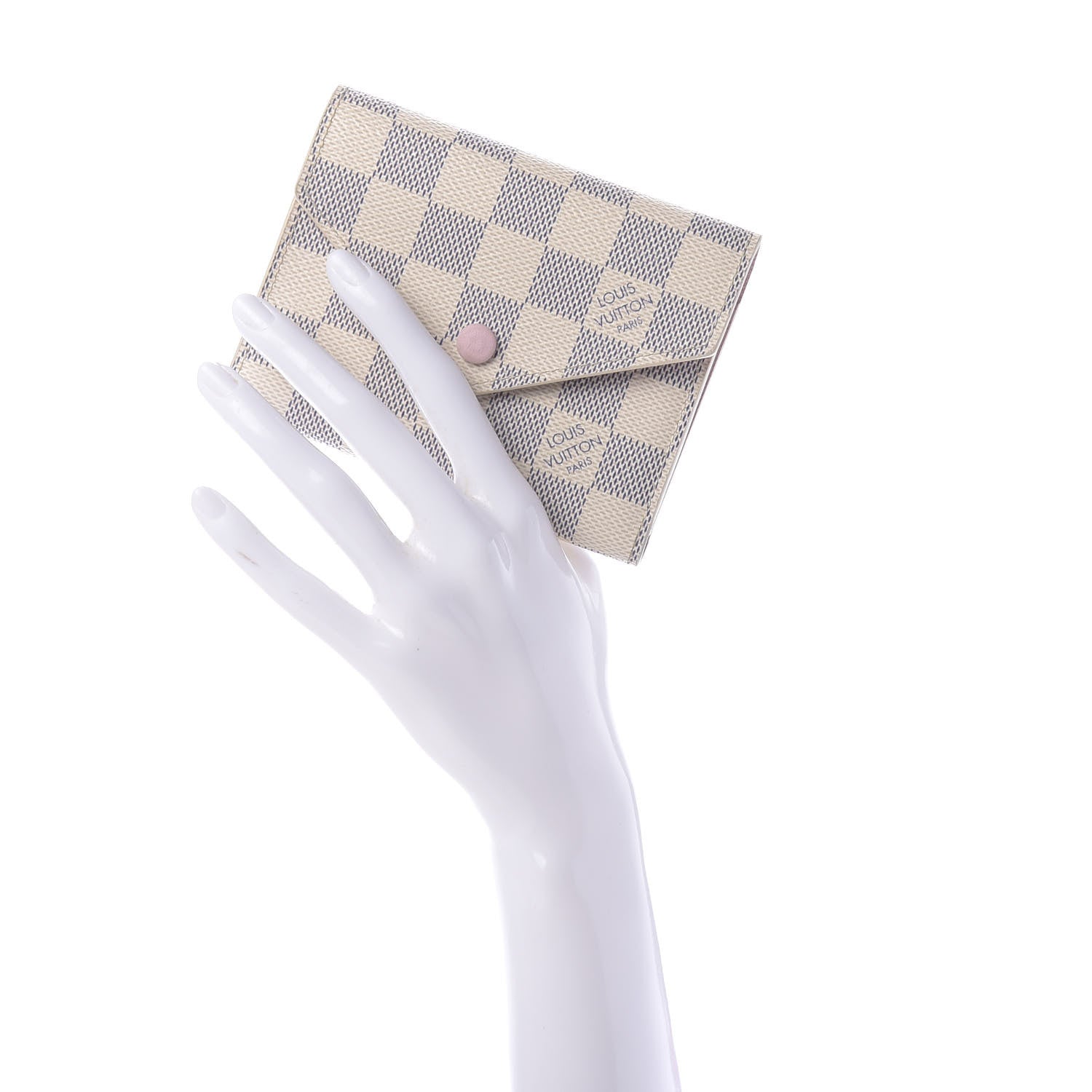 Louis Vuitton Damier Azur Victorine Wallet Rose Ballerine 2 of 9