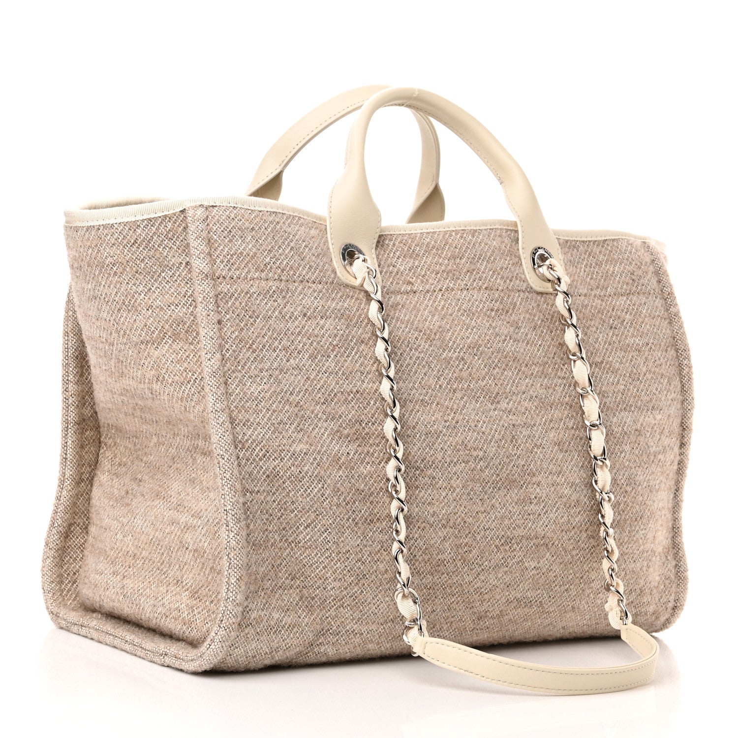 Chanel Mixed Fibers Calfskin Medium Deauville Tote Beige 3 of 11