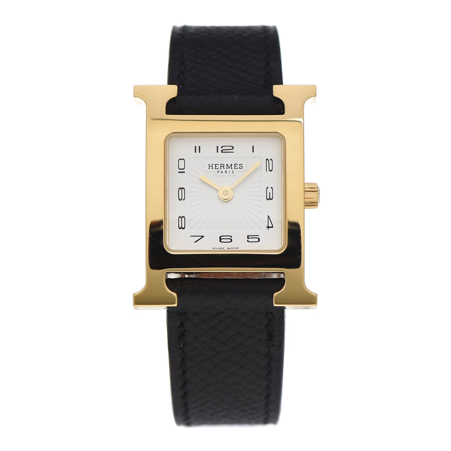 Hermes Stainless Steel Epsom 21mm Heure H Hour Quartz Watch Noir 1 of 5