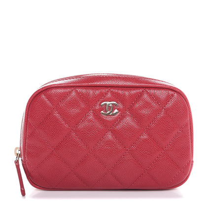 Chanel Caviar Quilted Small Curvy Pouch Cosmetic Case Dark Pink 1 of 8