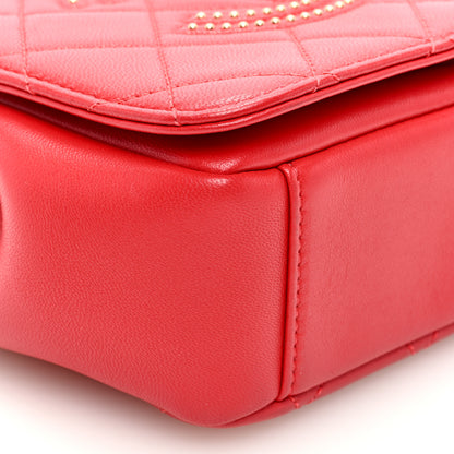 Chanel Lambskin Quilted Studded Beauty Begins Flap Red 9 of 10