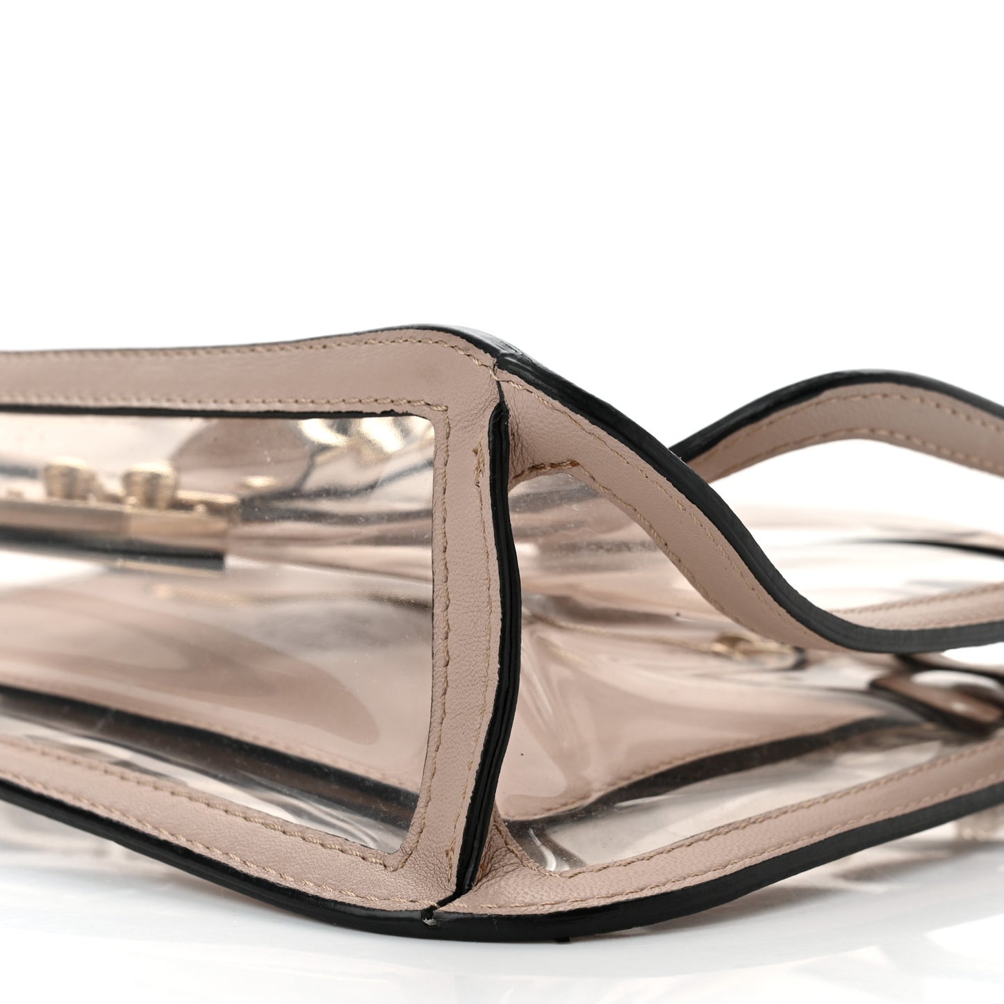 PVC Nappa Naked Small Glam Lock Rockstud Flap Poudre