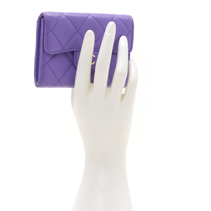 Chanel Caviar Quilted Flap Card Holder Wallet Purple 2 of 10