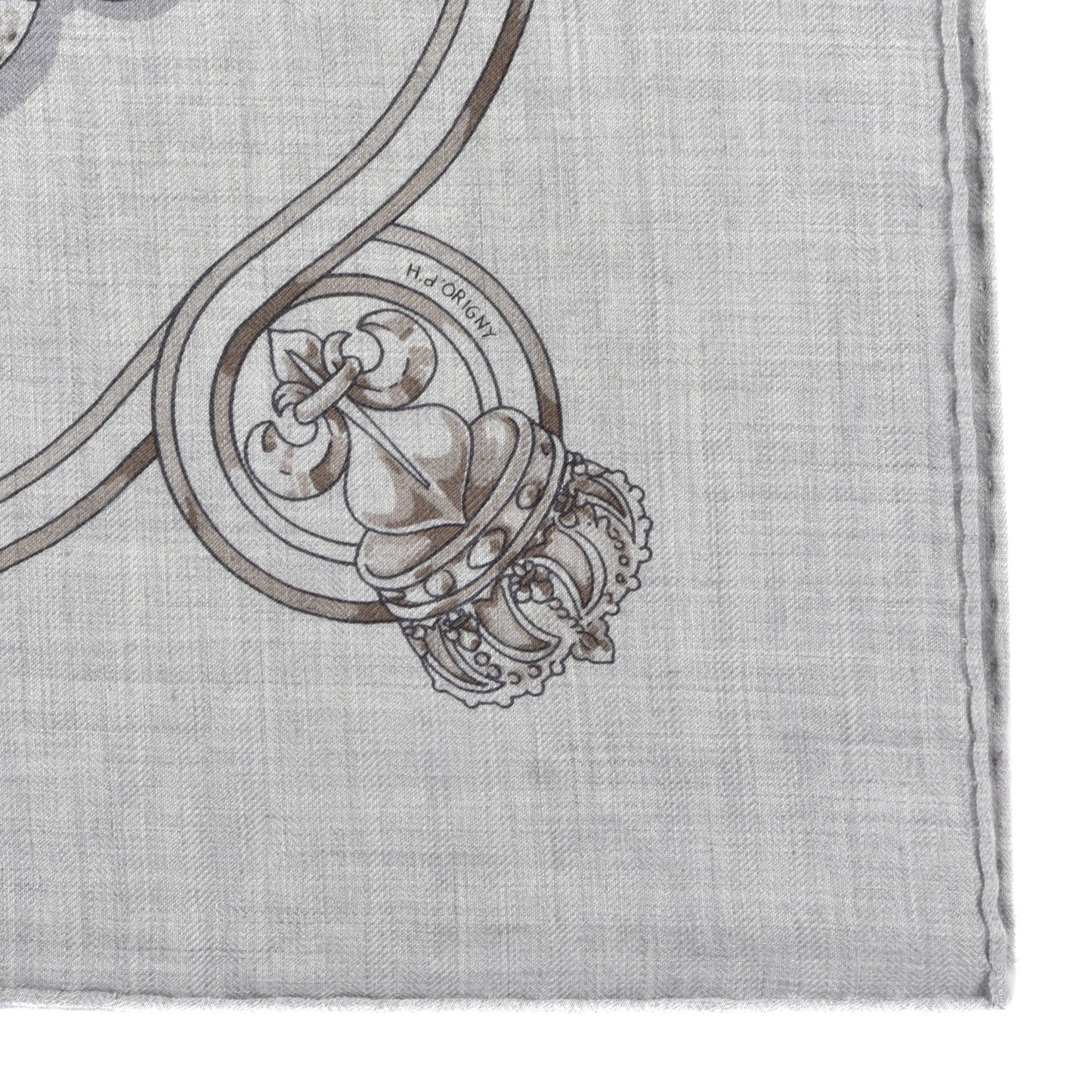 Cashmere Silk Cavalcadour Shawl 140 Gris Chine Bleu Roi