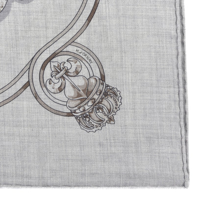 Hermes Cashmere Silk Cavalcadour Shawl 140 Gris Chine Bleu Roi 4 of 5