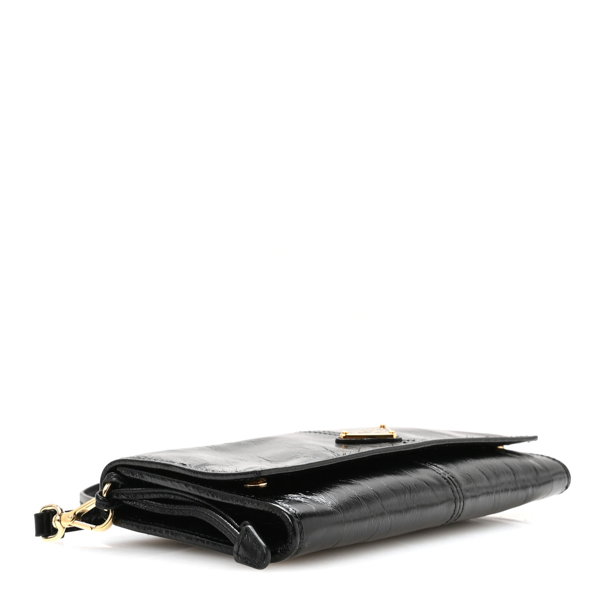 Soft Lux Calfskin Triangle Wallet With Strap Black