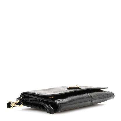 Prada Soft Lux Calfskin Triangle Wallet With Strap Black 3 of 8