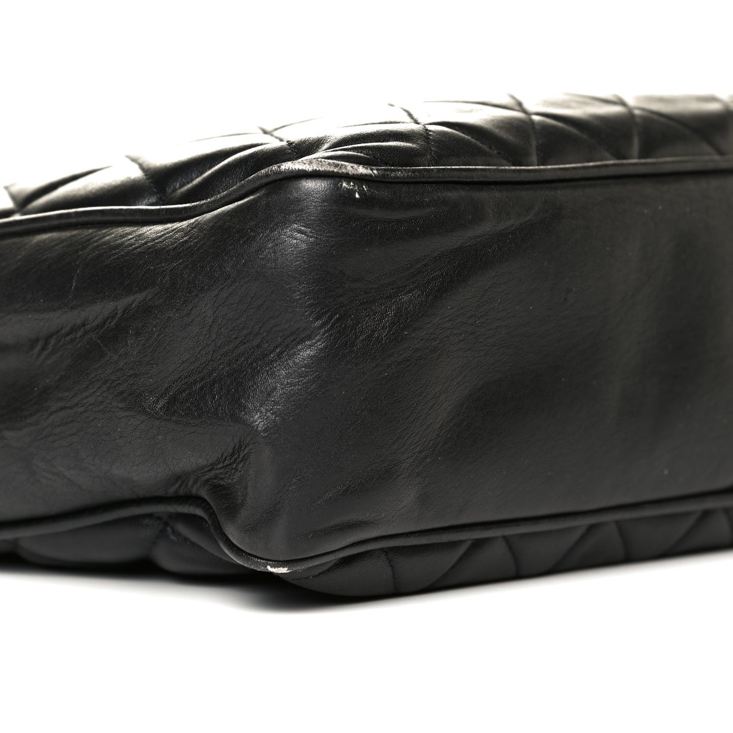 Lambskin Quilted Shopping Tote Black