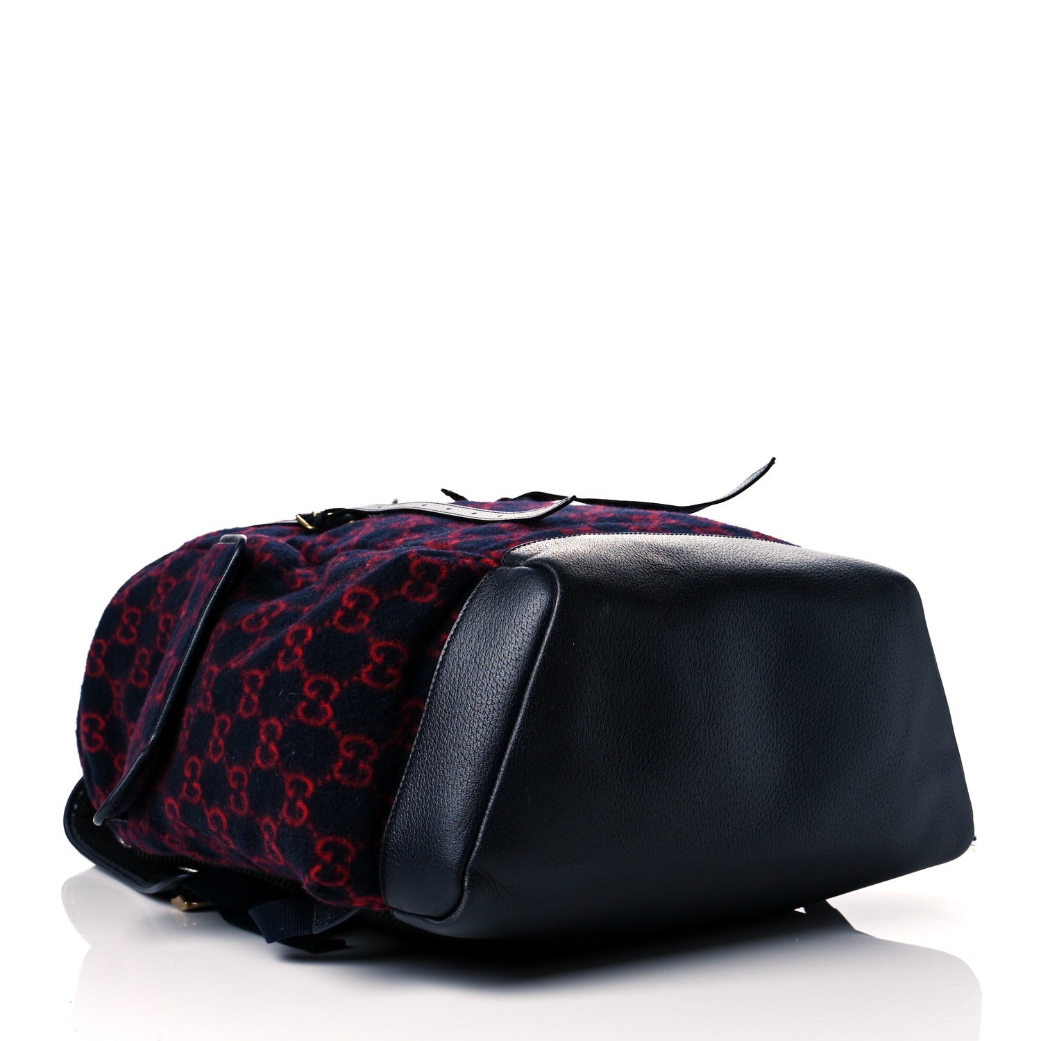 Gucci Covered Wool GG Monogram Large Double Buckle Backpack Navy Red 3 of 10