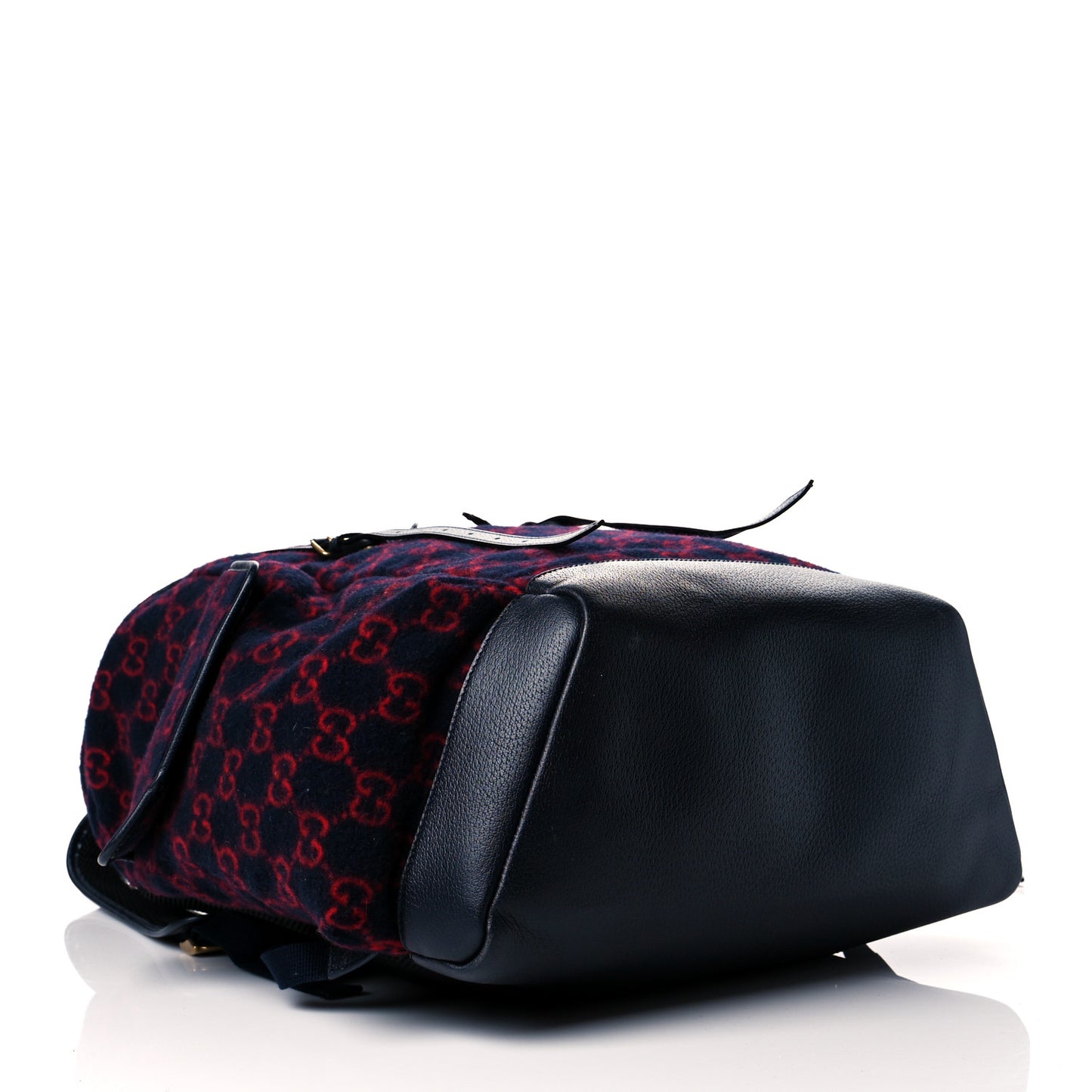 Covered Wool GG Monogram Large Double Buckle Backpack Navy Red