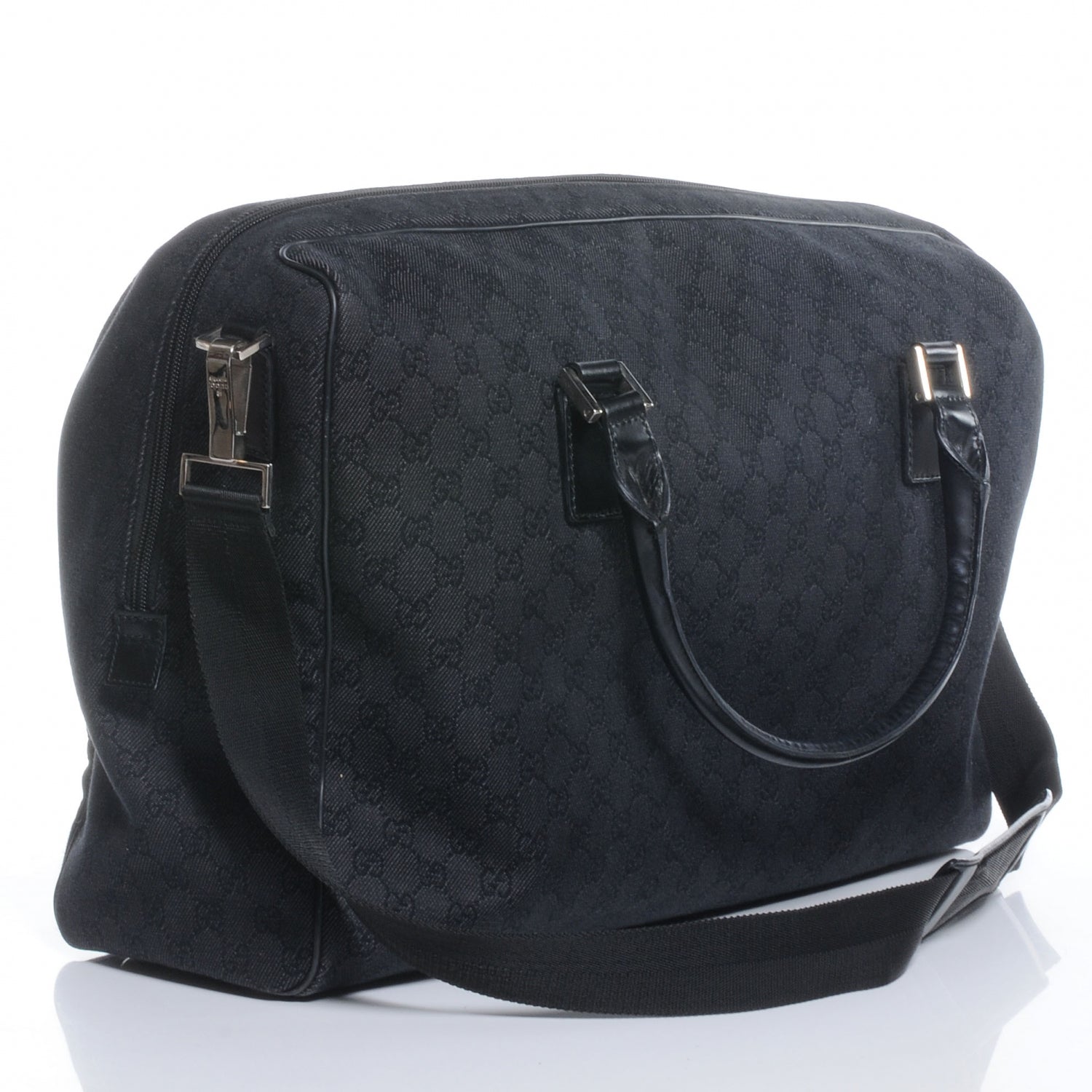 Gucci Denim Monogram Large Carry On Duffle Black 3 of 9