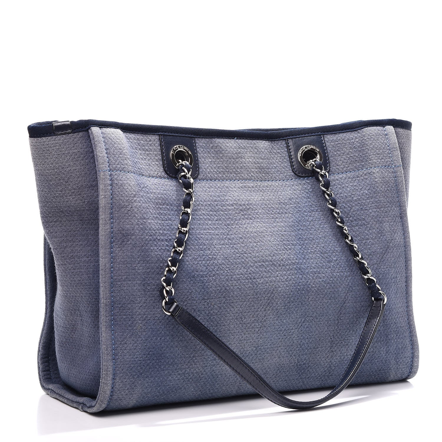 Chanel Canvas Small Deauville Tote Blue 3 of 10