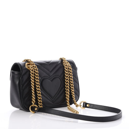 Gucci Calfskin Matelasse Mini GG Marmont Shoulder Bag Black 3 of 8