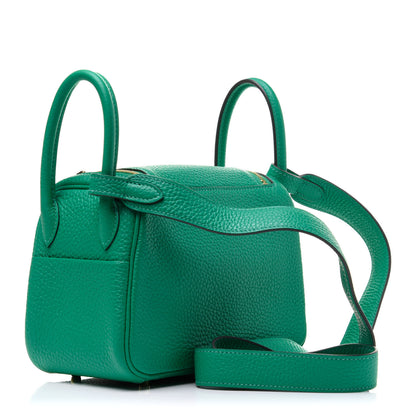 Hermes Taurillon Clemence Mini Lindy 20 Menthe 3 of 11