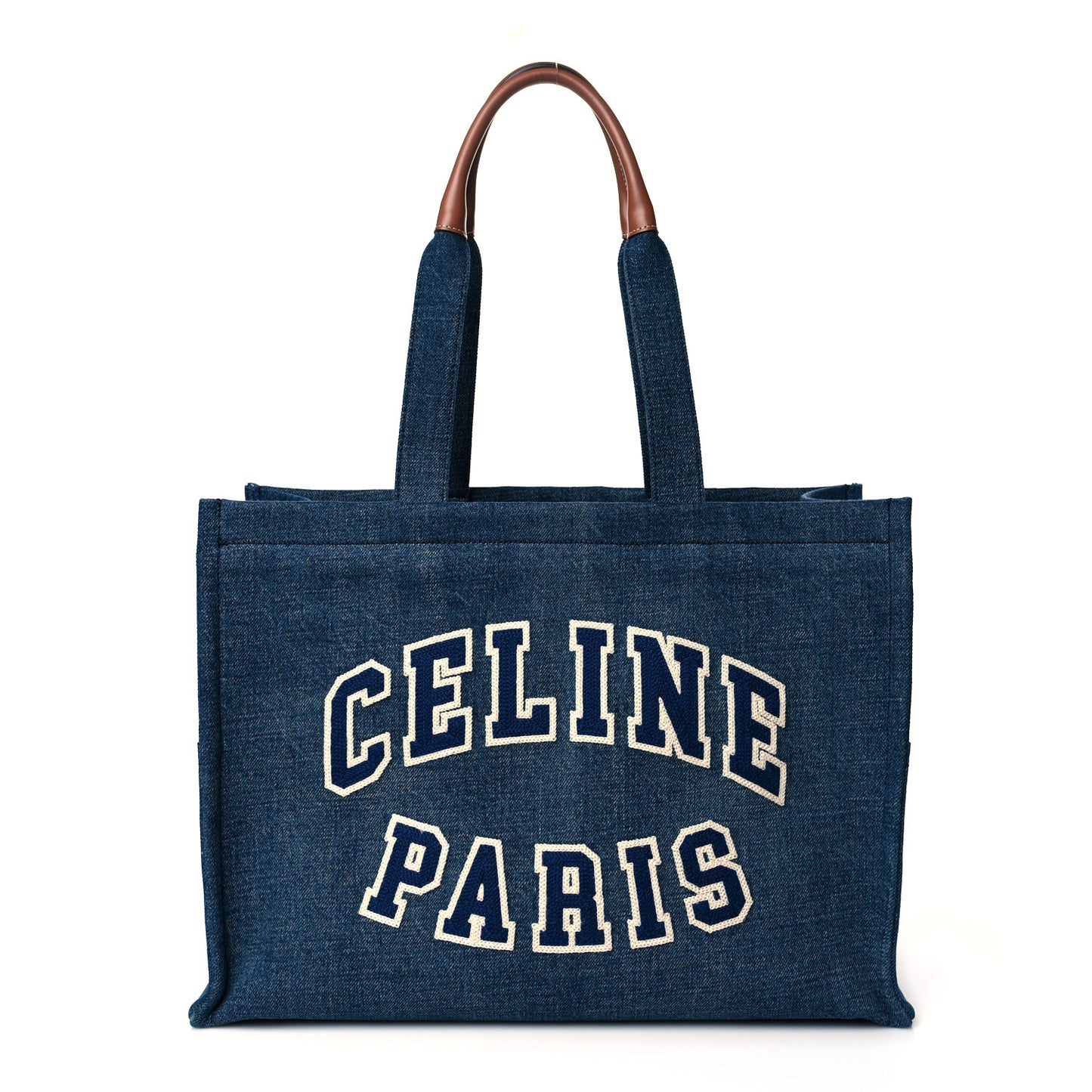 Denim Large Thais Cabas Navy Tan