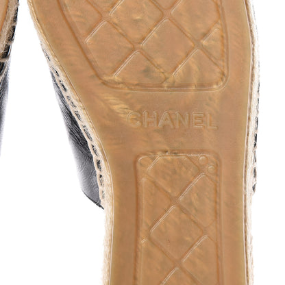 Chanel Iridescent Goatskin Patent CC Espadrille Mules 39 Black 7 of 11