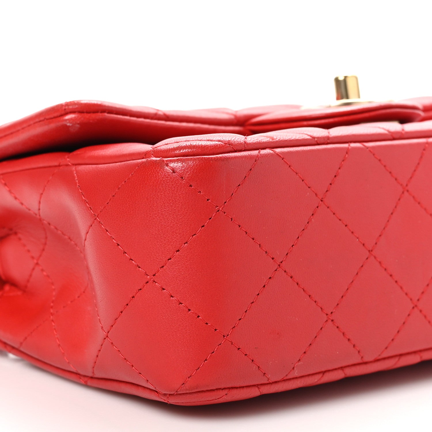 Chanel Lambskin Quilted Mini Rectangular Flap Red 9 of 10