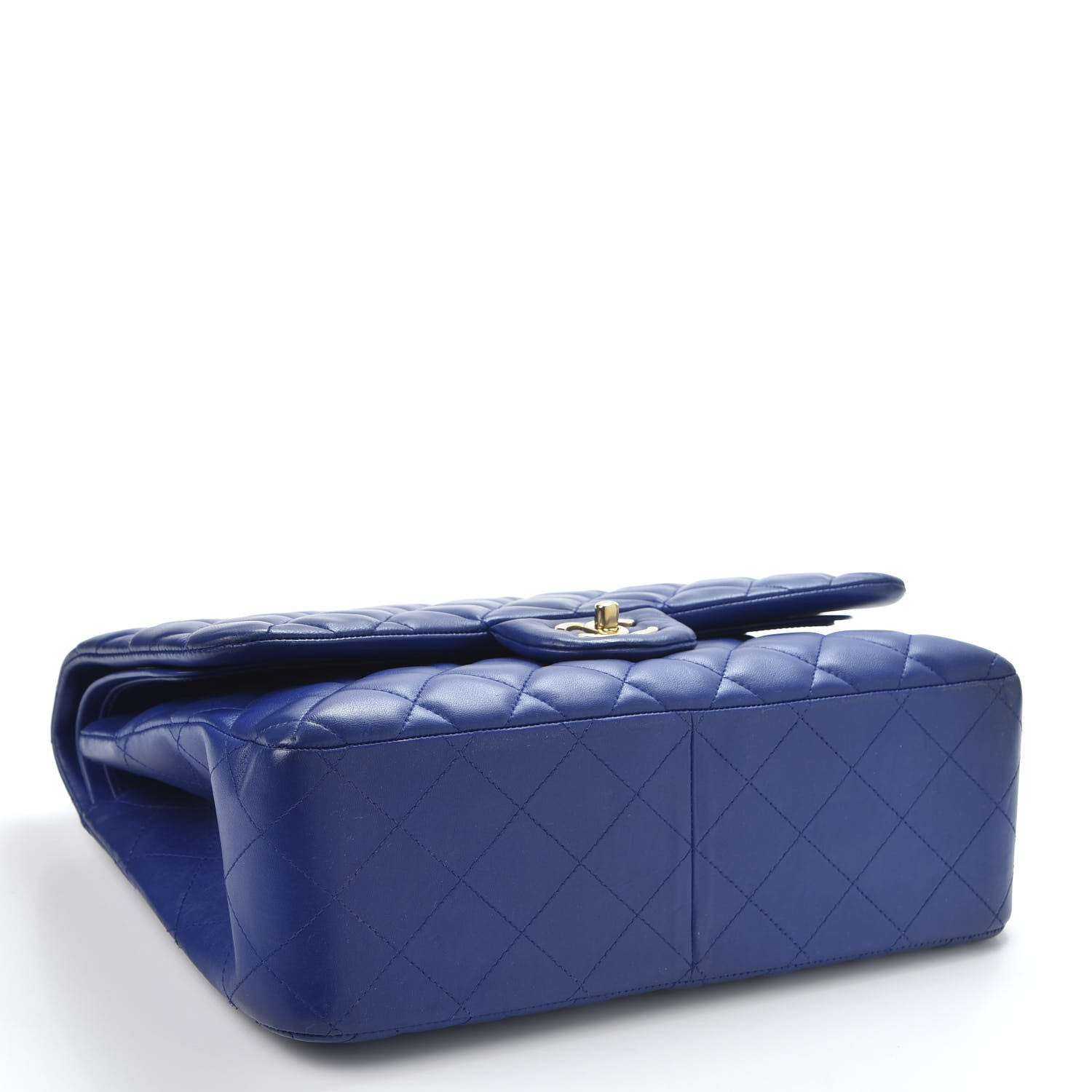Chanel Lambskin Quilted Jumbo Double Flap Blue 3 of 9