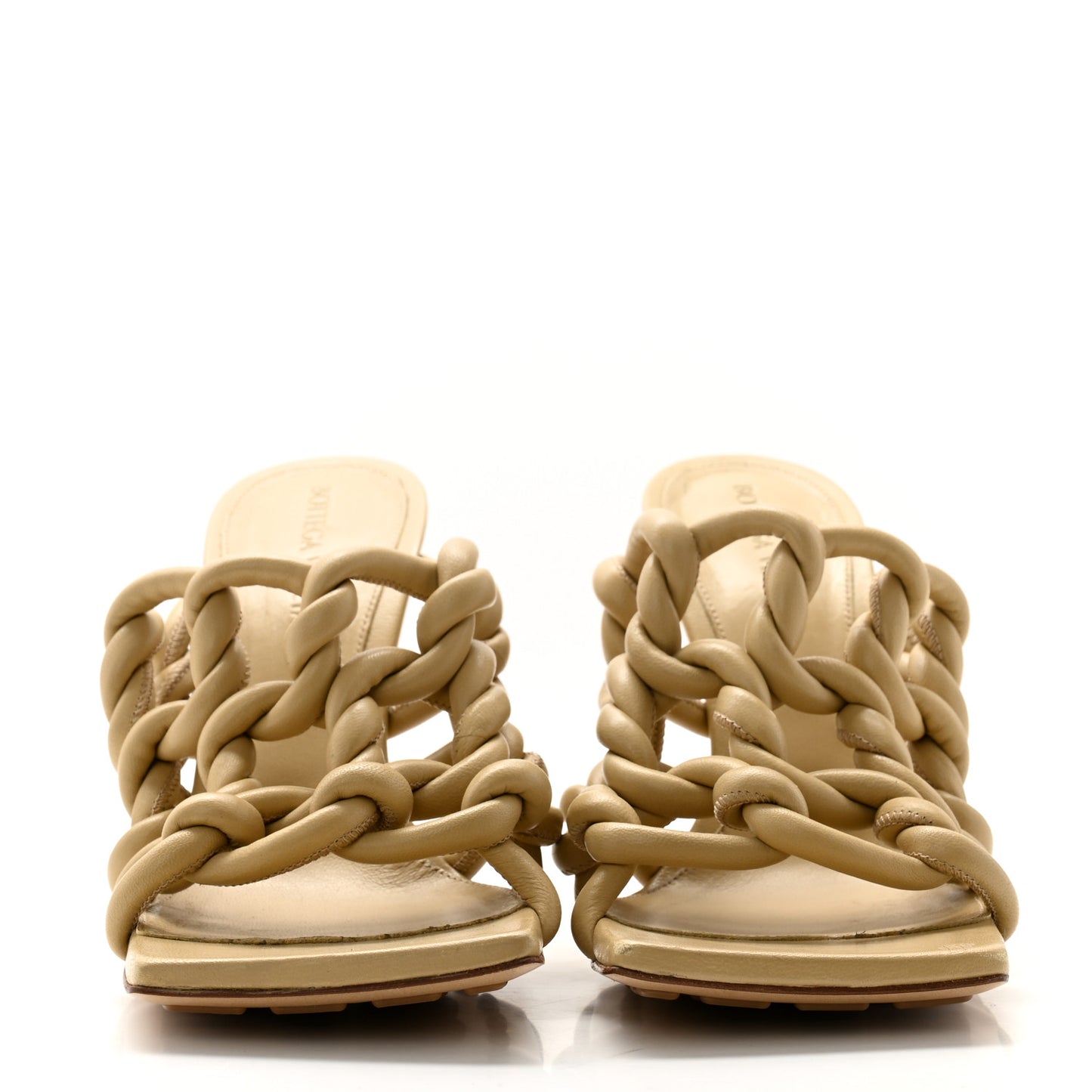 Nappa Braided Stretch Mule Sandals 37 Cane Sugar
