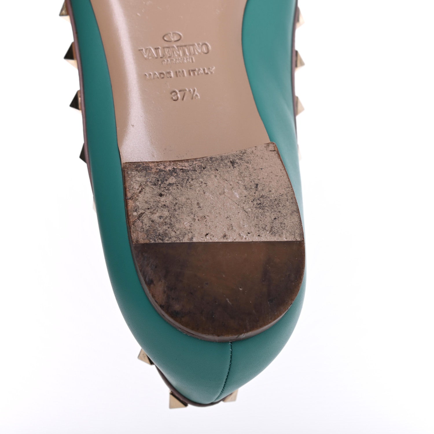 Valentino Garavani Calfskin Nappa Rockstud Ballerina Flats 37.5 Colibri Poudre 11 of 17
