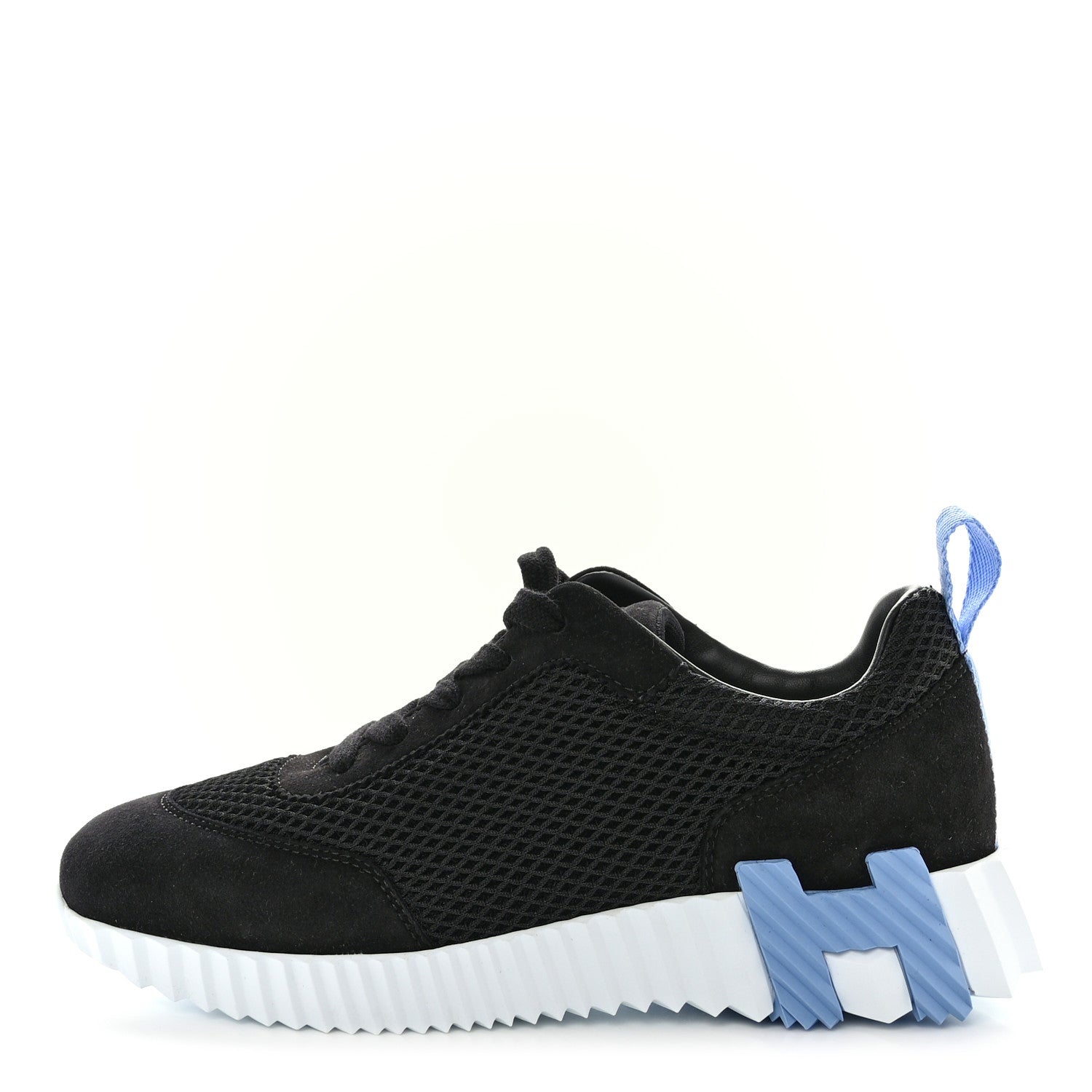 Hermes Graphic Mesh Suede Goatskin Bouncing Sneakers 36.5 Black 1 of 8