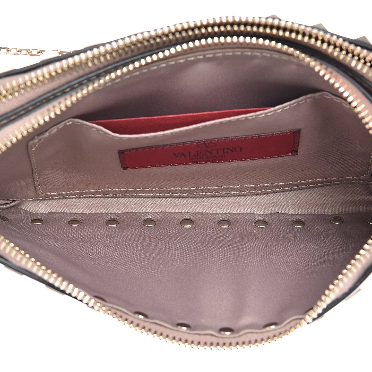 Vitello Rockstud Chain Pouch Shoulder Bag Poudre