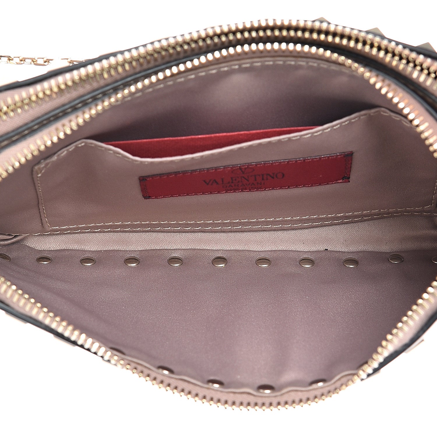 Valentino Garavani Vitello Rockstud Chain Pouch Shoulder Bag Poudre 4 of 11