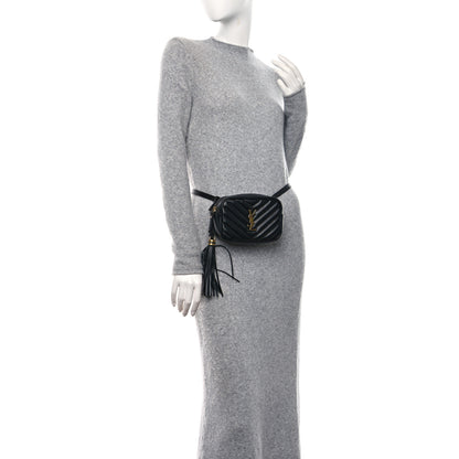 Saint Laurent Calfskin Matelasse Monogram Lou Belt Bag Black 2 of 9