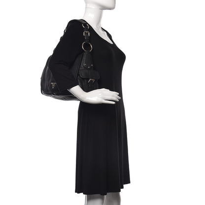 Prada Vitello Daino Shoulder Flap Bag Black 2 of 10