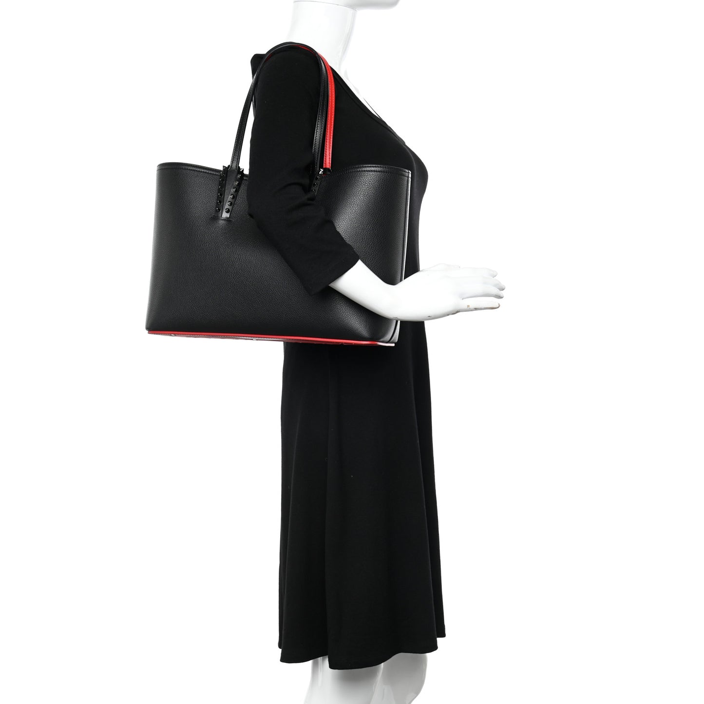 Calfskin Spikes East West Cabata Tote Black