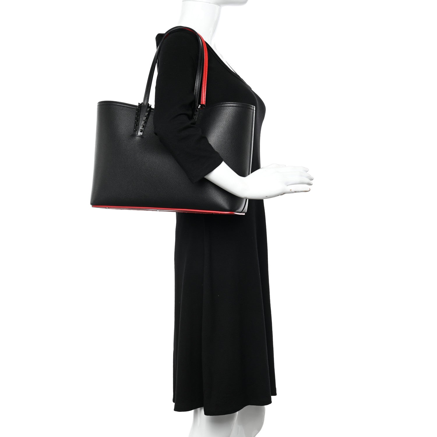 Christian Louboutin Calfskin Spikes East West Cabata Tote Black 2 of 13