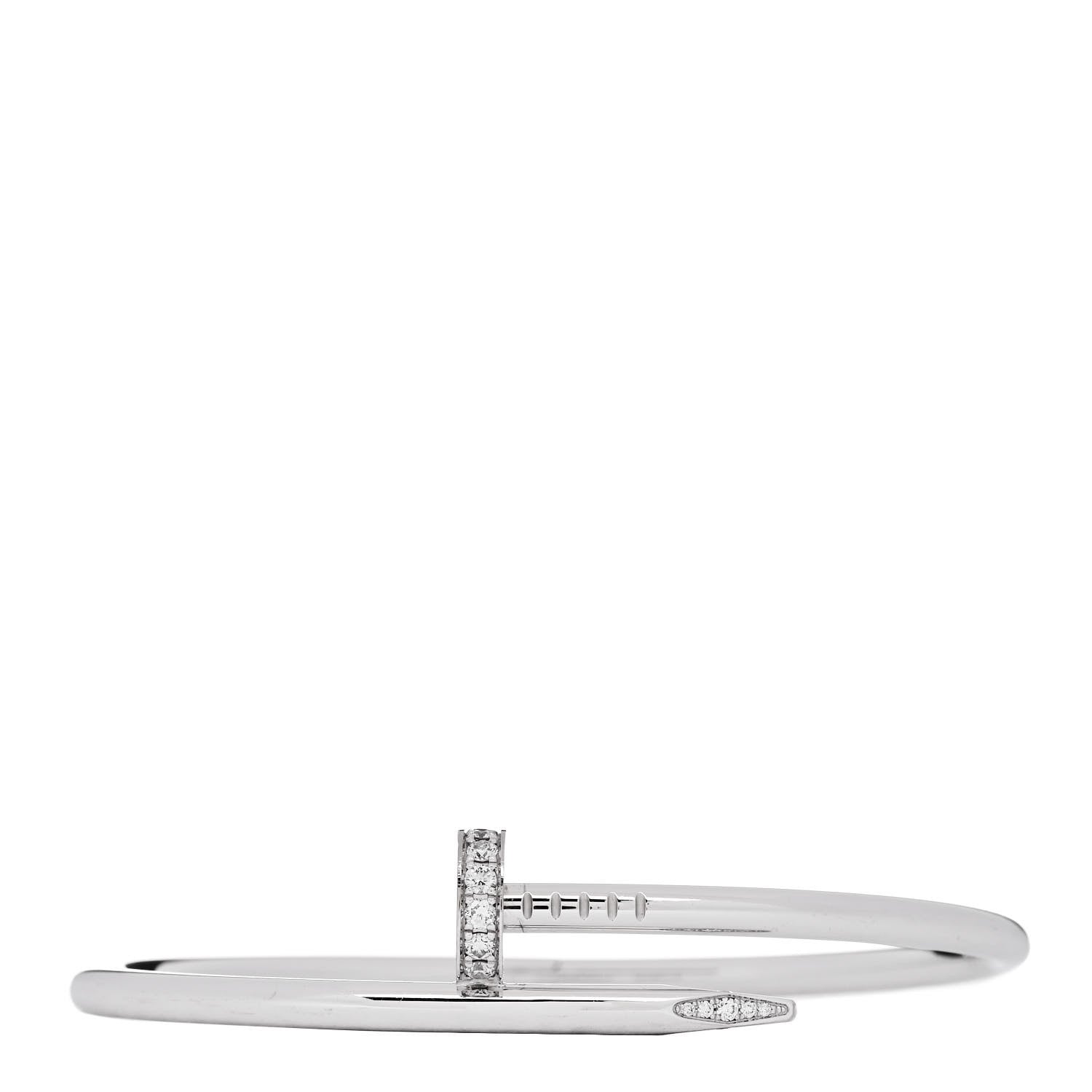 Cartier 18K White Gold Diamond Juste Un Clou Bracelet 18 1 of 5