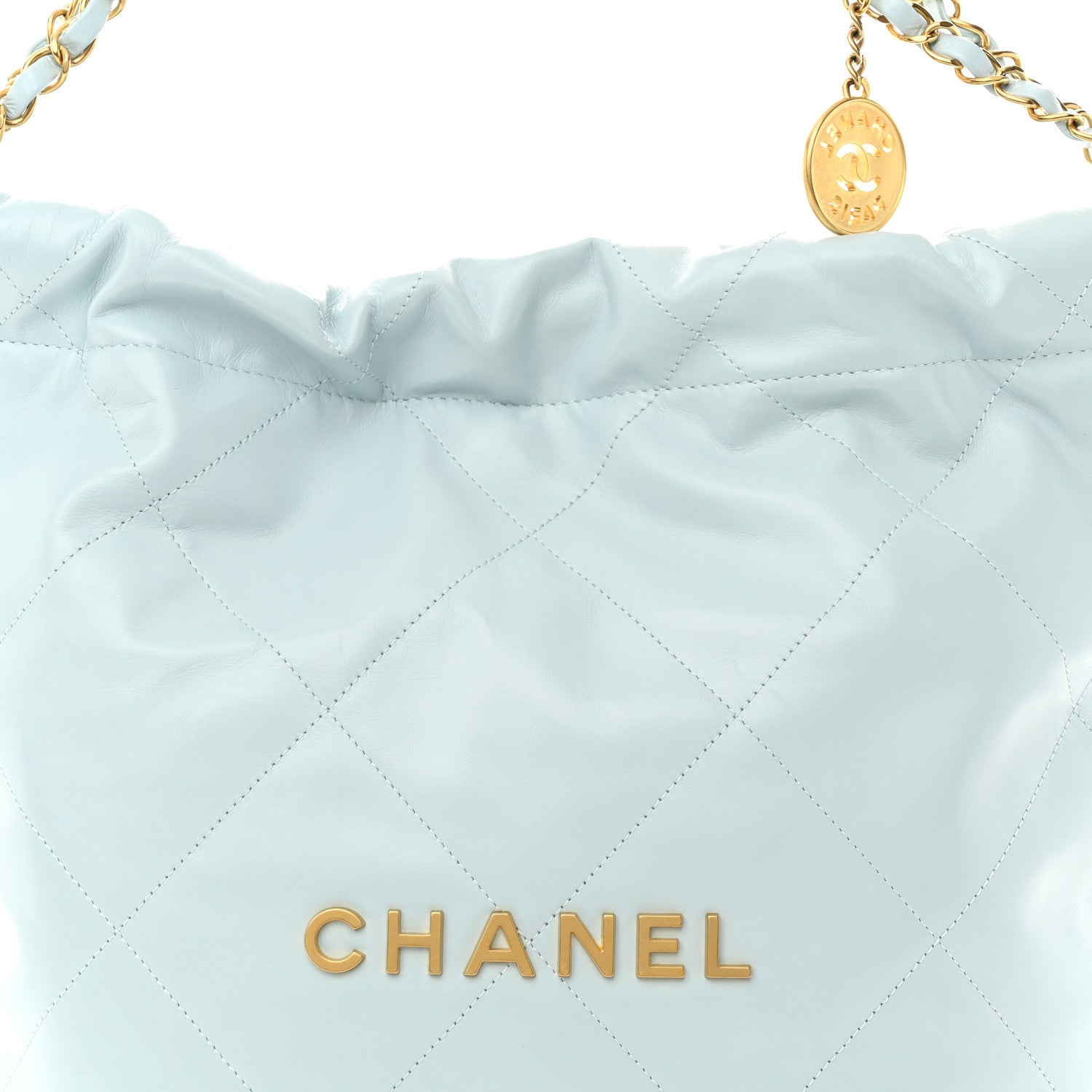 Chanel Shiny Calfskin Quilted Small Chanel 22 Light Blue 9 of 11